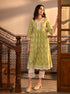 Afarin Anarkali Kurat with Organza Scallop Border White Pant